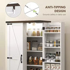HOMCOM Armoire de Cuisine 120 cm avec éclairage LED intelligent, Buffet de Rangement de Ferme avec Portes, 2 Étagères Réglables et 12 Compartiments de Porte, Blanc