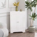 MAYEERTY White Floor Corner Cabinet with 2 Doors & Adjustable Shelves for Bathroom Kitchen Living Room