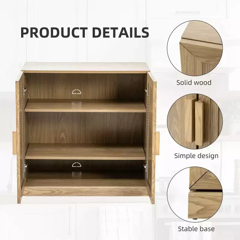 PexFix Meuble d'appoint en bois 36x31x16 avec étagère réglable Meuble de rangement Naturel