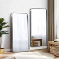 Rectangular Wall Mirror in Aluminum Alloy with Soft Rounded Edges and Silver Electroplating