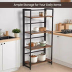 Étagère industrielle, bibliothèque pliante, étagère échelle à 4 niveaux, meuble d'appoint aspect bois avec cadre métallique, pour bureau à domicile