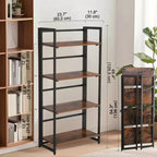 Étagère industrielle, bibliothèque pliante, étagère échelle à 4 niveaux, meuble d'appoint aspect bois avec cadre métallique, pour bureau à domicile