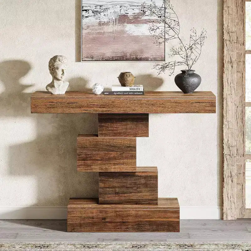 Tribesings Table Console de Ferme de 42,5 Pouces, Table Basse Étroite avec Rangement pour Salon Couloir, Marron Rustique