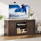 Farmhouse Tv Stand for 65 Inch TV, Entertainment Center with Sliding Barn Doors and Adjustable Shelf, Storage Cabinet for Living Room, Bedroom