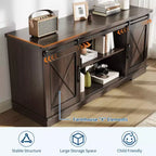 Meuble TV de ferme pour téléviseur de 65 pouces, meuble de divertissement avec portes coulissantes de grange et étagère réglable, armoire de rangement pour salon, chambre à coucher