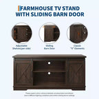 Meuble TV de ferme pour téléviseur de 65 pouces, meuble de divertissement avec portes coulissantes de grange et étagère réglable, armoire de rangement pour salon, chambre à coucher