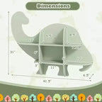 Costway Étagère murale flottante à 2 niveaux pour livres d'enfants Dinosaure, pour chambre de bébé