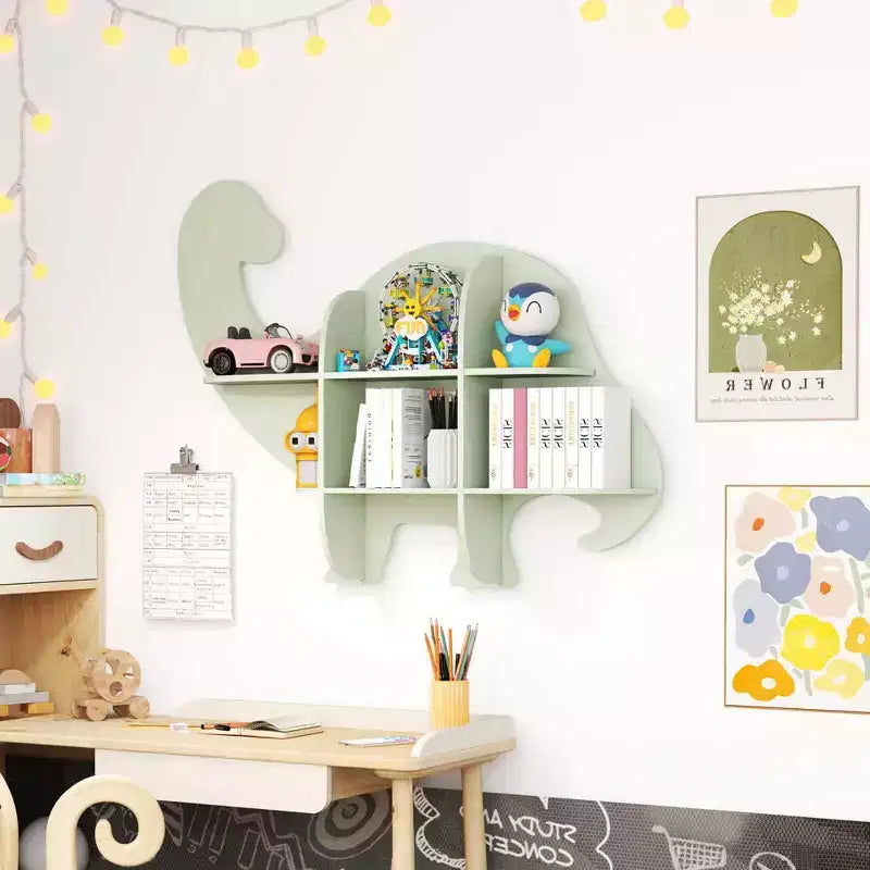 Costway Étagère murale flottante à 2 niveaux pour livres d'enfants Dinosaure, pour chambre de bébé