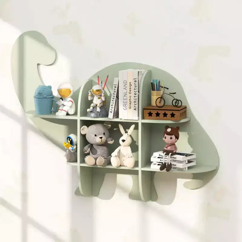 Costway Étagère murale flottante à 2 niveaux pour livres d'enfants Dinosaure, pour chambre de bébé