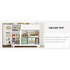 Meuble de rangement de cuisine, armoire de rangement de cuisine avec comptoir, tiroirs et étagères de porte, grande armoire de rangement pour aliments, vin