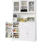 Meuble de rangement de cuisine, armoire de rangement de cuisine avec comptoir, tiroirs et étagères de porte, grande armoire de rangement pour aliments, vin