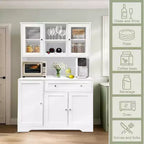Meuble de rangement de cuisine, armoire de rangement de cuisine avec comptoir, tiroirs et étagères de porte, grande armoire de rangement pour aliments, vin