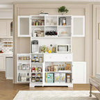 Meuble de rangement de cuisine, armoire de rangement de cuisine avec comptoir, tiroirs et étagères de porte, grande armoire de rangement pour aliments, vin