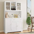 Meuble de rangement de cuisine, armoire de rangement de cuisine avec comptoir, tiroirs et étagères de porte, grande armoire de rangement pour aliments, vin