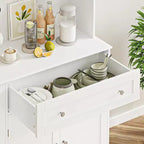 Meuble de rangement de cuisine, armoire de rangement de cuisine avec comptoir, tiroirs et étagères de porte, grande armoire de rangement pour aliments, vin