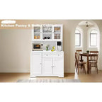 Meuble de rangement de cuisine, armoire de rangement de cuisine avec comptoir, tiroirs et étagères de porte, grande armoire de rangement pour aliments, vin