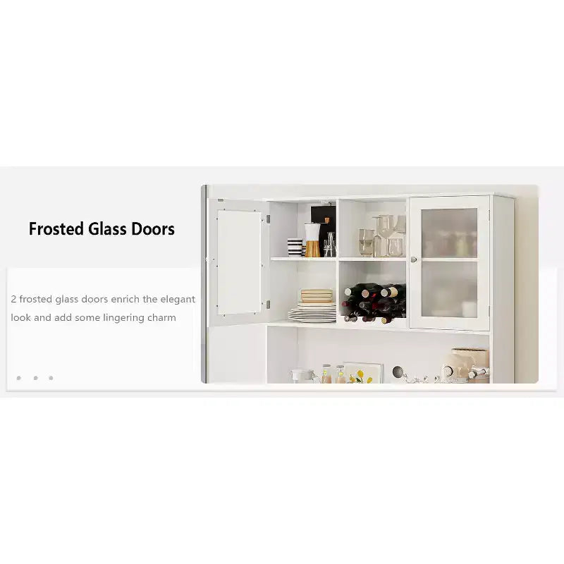 Meuble de rangement de cuisine, armoire de rangement de cuisine avec comptoir, tiroirs et étagères de porte, grande armoire de rangement pour aliments, vin