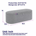 Banc ottoman rembourré Zeus et Ruta de 45,5 po de largeur, tabouret de bout de lit de rangement en tissu avec charnière de sécurité
