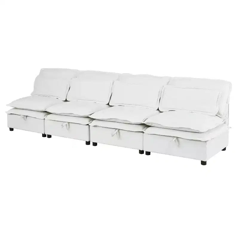 Canapé modulaire moderne en U, canapé 6/4 places librement combinable avec coussin double couche et fonction de rangement - ModernLuxe
