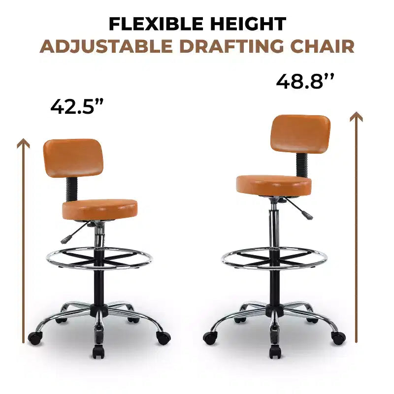 Tabouret de dessin Home Imports Emporium - Tabouret réglable pivotant en similicuir avec repose-pieds et dossier