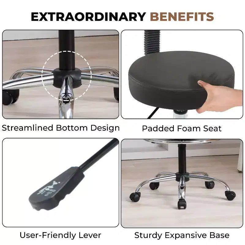 Tabouret de dessin Home Imports Emporium - Tabouret réglable pivotant en similicuir avec repose-pieds et dossier