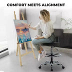 Tabouret de dessin Home Imports Emporium - Tabouret réglable pivotant en similicuir avec repose-pieds et dossier