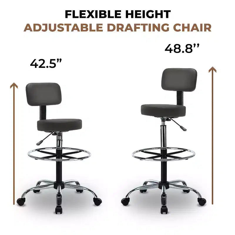 Tabouret de dessin Home Imports Emporium - Tabouret réglable pivotant en similicuir avec repose-pieds et dossier