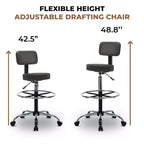 Tabouret de dessin Home Imports Emporium - Tabouret réglable pivotant en similicuir avec repose-pieds et dossier