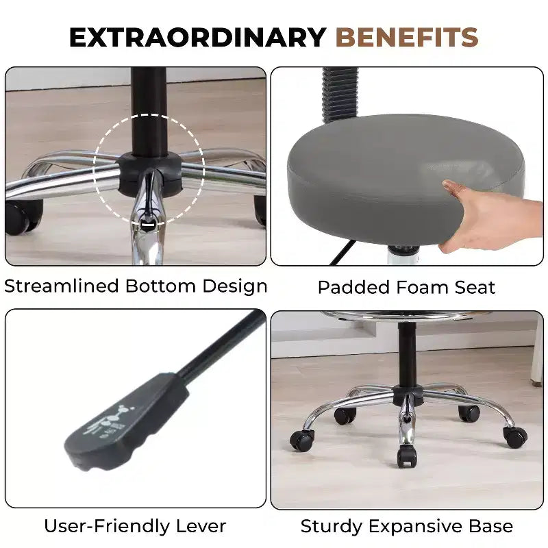 Tabouret de dessin Home Imports Emporium - Tabouret réglable pivotant en similicuir avec repose-pieds et dossier