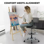 Tabouret de dessin Home Imports Emporium - Tabouret réglable pivotant en similicuir avec repose-pieds et dossier