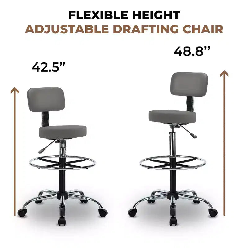 Tabouret de dessin Home Imports Emporium - Tabouret réglable pivotant en similicuir avec repose-pieds et dossier