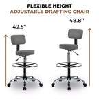Tabouret de dessin Home Imports Emporium - Tabouret réglable pivotant en similicuir avec repose-pieds et dossier