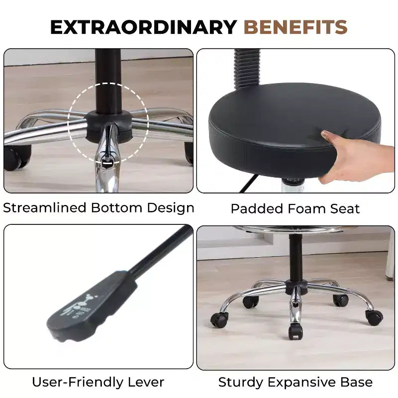 Tabouret de dessin Home Imports Emporium - Tabouret réglable pivotant en similicuir avec repose-pieds et dossier