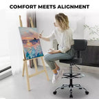 Tabouret de dessin Home Imports Emporium - Tabouret réglable pivotant en similicuir avec repose-pieds et dossier
