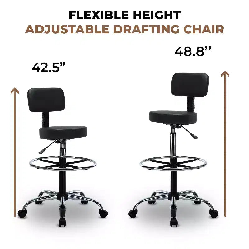 Tabouret de dessin Home Imports Emporium - Tabouret réglable pivotant en similicuir avec repose-pieds et dossier