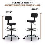Tabouret de dessin Home Imports Emporium - Tabouret réglable pivotant en similicuir avec repose-pieds et dossier