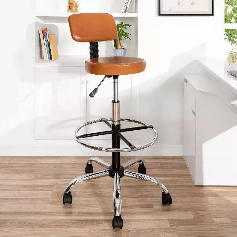 Tabouret de dessin Home Imports Emporium - Tabouret réglable pivotant en similicuir avec repose-pieds et dossier