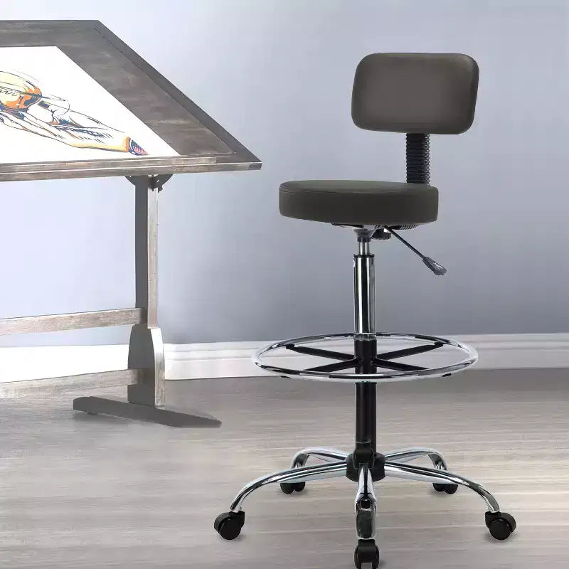 Tabouret de dessin Home Imports Emporium - Tabouret réglable pivotant en similicuir avec repose-pieds et dossier