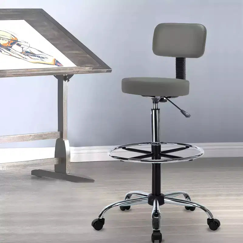 Tabouret de dessin Home Imports Emporium - Tabouret réglable pivotant en similicuir avec repose-pieds et dossier