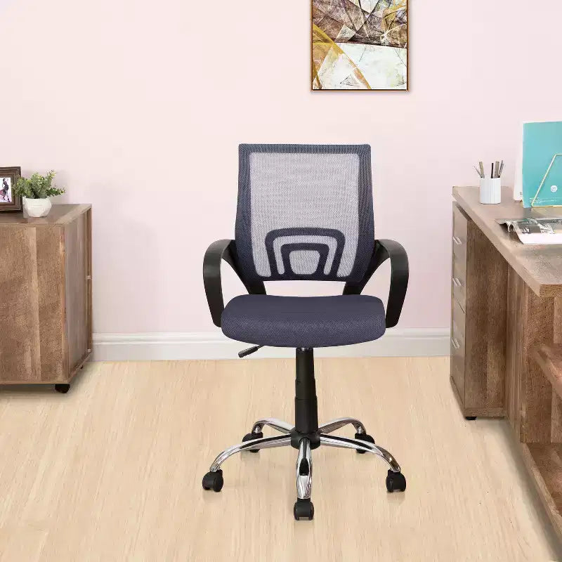Chaise de bureau ergonomique mi-hauteur Home Imports Emporium avec accoudoirs, soutien lombaire et contrôle de l'inclinaison