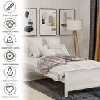 Lit plate-forme double en bois Whisen avec tête de lit, pied de lit et support à lattes en bois