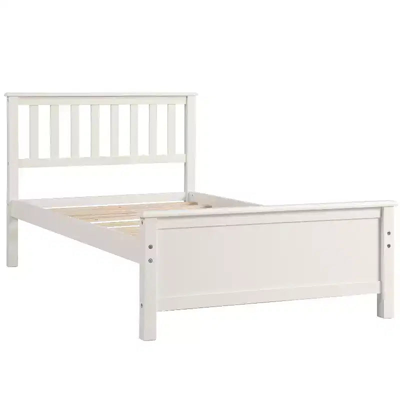 Lit plate-forme double en bois Whisen avec tête de lit, pied de lit et support à lattes en bois