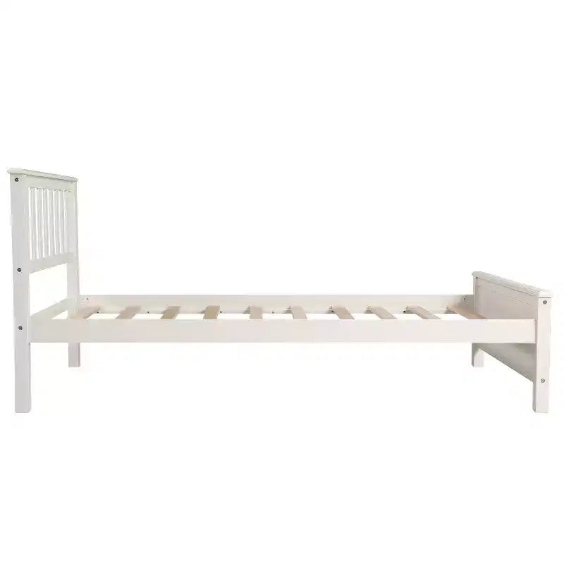 Lit plate-forme double en bois Whisen avec tête de lit, pied de lit et support à lattes en bois