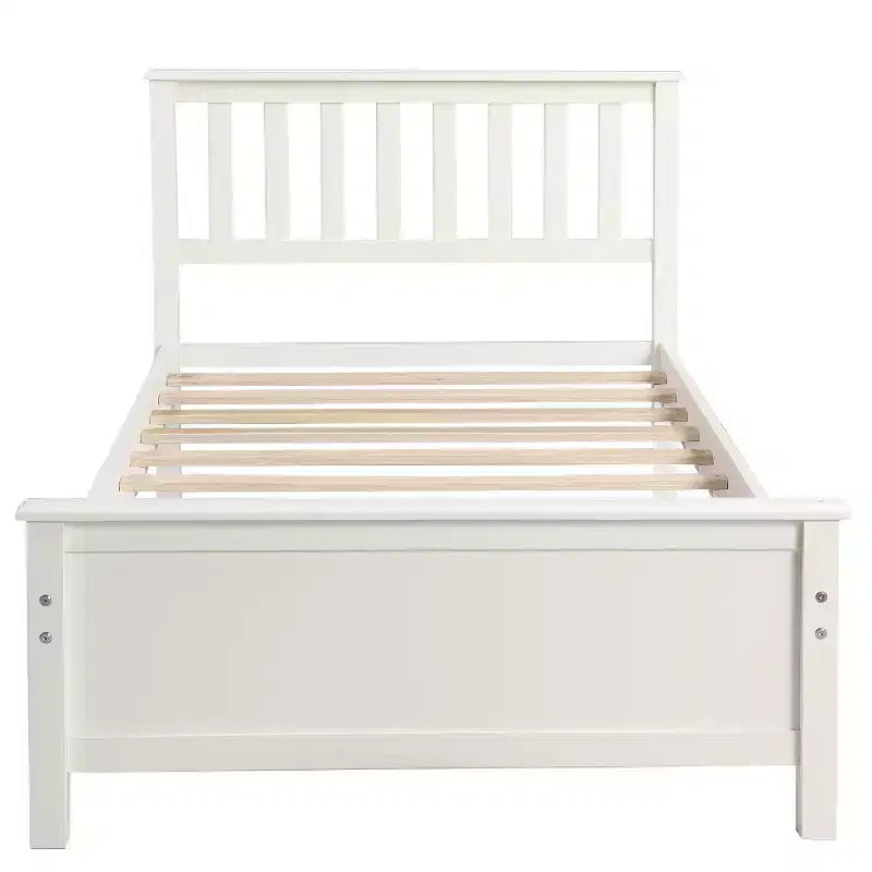 Lit plate-forme double en bois Whisen avec tête de lit, pied de lit et support à lattes en bois