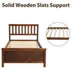 Lit plate-forme double en bois Whisen avec tête de lit, pied de lit et support à lattes en bois