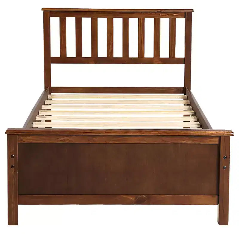 Lit plate-forme double en bois Whisen avec tête de lit, pied de lit et support à lattes en bois