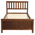 Lit plate-forme double en bois Whisen avec tête de lit, pied de lit et support à lattes en bois