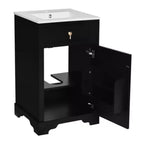Meuble de rangement de salle de bain de 50 cm de large avec lavabo en céramique intégré