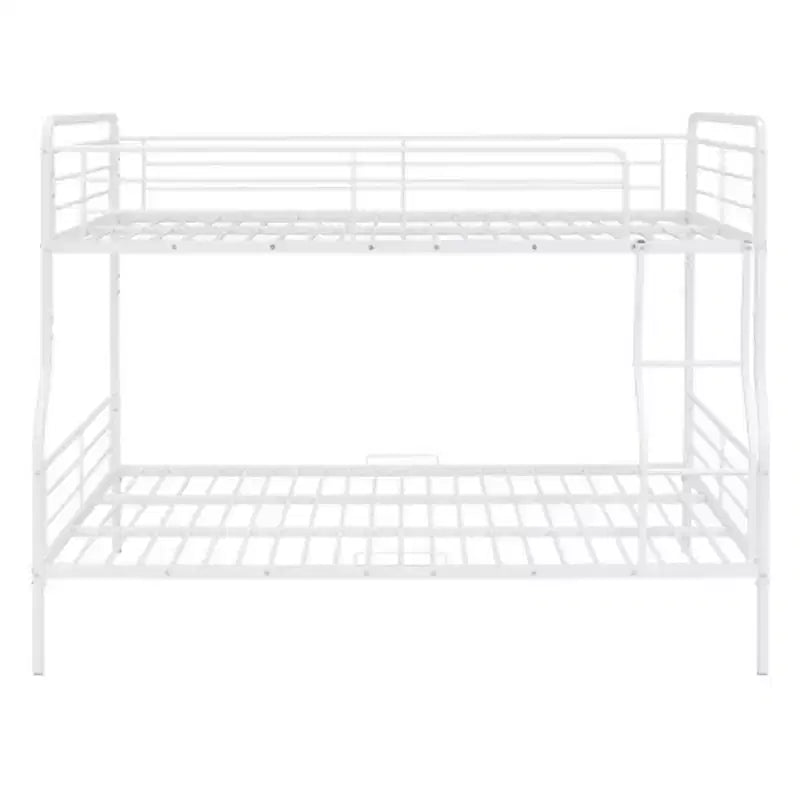 Lit superposé en métal double XL au-dessus d'un lit double, blanc
