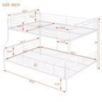 Lit superposé en métal double XL au-dessus d'un lit double, blanc